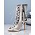 baratos Sapatos de Dança Latina-Botas de dança de salto alto com cadarço branco e prata para mulheres - sapatos profissionais de dança de jazz latino com biqueira aberta para palco e festa