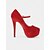 abordables Década de 1980-Tacones altos Mary Jane de plataforma de ante rojo para mujer: zapatos de tacón de aguja estilo glamuroso de los años 80 para damas, ideales para fiestas, discotecas y eventos especiales.