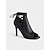 cheap Nightlife Party-Women&#039;s Black Peep Toe High Heel Booties - Lace-Up Ankle Short Boots for Nightlife and Party Outfits