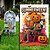 abordables halloween tentures murales-Bannière de drapeau de jardin d&#039;Halloween – « Summerween » squelette assis avec citrouille, drapeau de jardin double face résistant aux intempéries pour les vacances d&#039;Halloween 2025, décoration de pelouse extérieure et de porche