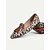 baratos Sapatilhas e Mocassins de mulher-sapatilhas femininas com estampa de leopardo e borlas - sapatos de bico fino estilo retrô com detalhes em laranja e salto bloco para uso diário &amp;passeios casuais
