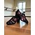 baratos Sapatos de Dança Latina-Sapatos de dança femininos com cadarço e flores pretas e vermelhas - salto grosso, sapatos profissionais para prática de salão de baile para dançarinas e treinamento latino