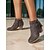 baratos Cowboy &amp; Western Boots-Mulheres Botas Sapatos de camurça Borla Tênis Festa Trabalho Viagem Mocassim Ziper Salto Robusto Ponta Redonda Elegante Boêmia Moda Caminhada Couro Ecológico zíper Preto Marron
