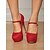 abordables Década de 1980-Tacones altos Mary Jane de plataforma de ante rojo para mujer: zapatos de tacón de aguja estilo glamuroso de los años 80 para damas, ideales para fiestas, discotecas y eventos especiales.