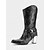 abordables Pour les femmes-Bottes de cowboy western brodées de flammes pour femmes - Bottes gothiques mi-mollet noires et marron à talons épais pour Halloween, festivals de musique et tenues de rodéo