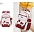 abordables Sacs à dos pour Enfants et Adolescents-Sac à dos d'école rouge et blanc pour filles – joli sac à dos de grande capacité avec patchs étoiles et breloque pompon pour ados