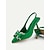 billige Bryllupsgæst-Grønne slingback kitten heels til kvinder med rhinstenssløjfe - elegante pumps med spids tå til daglige sammenkomster, fester og formelle lejligheder