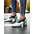 billige 1950-tallet-Damesko med tofarget oxford-sko med blokkhæl – retro snørebrogues i mintgrønt og metallisk for 1950-tallsinspirert gatestil, hverdagsantrekk og uformelle arrangementer