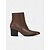 abordables Bottines-Bottines à bout pointu en similicuir marron pour femme – bottines à talon moyen style western avec embout en métal et fermeture éclair latérale, chaussures d&#039;automne décontractées pour le streetwear urbain et les tenues de bureau