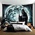 baratos tapeçarias de parede de halloween-Tapestry Pendurado de Halloween Morte sob a Fotografia da Lua Fundo Jack O Lantern Arte de Parede Grande Tapestry Mural Decoração Cobertor Cortina Decoração de Casa Quarto Sala de Estar Selfie da