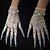 billige Kvinders kostumer-Glitrende handsker til kvinder med rhinsten, lange, glitter-mesh-detaljer, transparente, albuelange, operahandsker med negle, nøgen, en størrelse