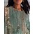 preiswerte Damen Boho Tops-Damen Hemd Blumen Täglich Lässig Dreiviertelarm Rundhalsausschnitt Normale Oberteile Täglich Ferien Druck Grün Sommer Frühling Herbst