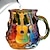 economico Tazze e tazzine-Tazza da caffè con libro dipinta, 300 ml/10 oz, tazza da caffè con chitarra, tazza da caffè con libro, tazza da caffè in resina colorata unica, collezione di tazze da caffè impilate, regalo ideale per gli amanti dei libri.