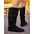 abordables Botas holgadas-Botas altas hasta la rodilla de ante sintético negro para mujer con cordones ajustables: calzado elegante y cómodo para salidas cotidianas e informales.