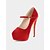 abordables Década de 1980-Tacones altos Mary Jane de plataforma de ante rojo para mujer: zapatos de tacón de aguja estilo glamuroso de los años 80 para damas, ideales para fiestas, discotecas y eventos especiales.