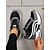 preiswerte Damen-Sneaker-Schwarze und graue klobige Laufsneaker für Damen – atmungsaktive Mesh-Schnürschuhe, lässige, sportliche Wanderschuhe fürs Fitnessstudio, Reisen und den Alltag