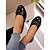 abordables Zapatillas sin cordones y mocasines de mujer-Bailarinas rojas de charol con lazo para mujer: zapatos de vestir clásicos sin cordones con punta redonda para adolescentes y mujeres, ideales para la escuela, el trabajo y atuendos casuales de todos