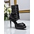 tanie Buty do tańców latynoskich-Damskie buty do tańca w kwiaty - satynowe, odkryte palce, profesjonalne buty do tańca latynoskiego na wysokim obcasie z eleganckim nadrukiem róż, idealne do salsy, tanga i występów scenicznych