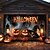 preiswerte Halloween Garagentorabdeckung-Halloween Außen Garagentor Abdeckung Kürbis Skelette Banner Große Wandteppich Kulisse Dekoration für Urlaubs Außen Garagentor Zuhause Wand Dekorationen