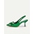 billige Bryllupsgæst-Grønne slingback kitten heels til kvinder med rhinstenssløjfe - elegante pumps med spids tå til daglige sammenkomster, fester og formelle lejligheder