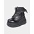economico Per le donne-stivaletti con plateau in vernice nera da donna - scarpe punk gotiche con lacci e ali di pipistrello, stivali con tacco grosso per cosplay, Halloween, feste e abiti di moda alternativa