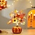 abordables Couronnes d&#039;Halloween et Décorations Florales-Décoration de bureau d&#039;automne d&#039;Halloween avec fausse citrouille, baies rouges, feuilles d&#039;érable et lumières LED pour le festival des récoltes d&#039;automne, décoration de scène d&#039;Halloween effrayante