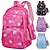 abordables Mochilas para Niños y Adolescentes-Mochila escolar infantil con estampado de dibujos animados y múltiples bolsillos, ligera e impermeable, ideal para estudiantes de primaria, disponible en rosa, negro, morado y azul.