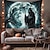 baratos tapeçarias de parede de halloween-Tapestry Pendurado de Halloween Morte sob a Fotografia da Lua Fundo Jack O Lantern Arte de Parede Grande Tapestry Mural Decoração Cobertor Cortina Decoração de Casa Quarto Sala de Estar Selfie da