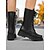 abordables Bottes de combat-Bottes de combat à lacets en similicuir noir pour femme – Bottes mi-mollet style militaire à semelle épaisse pour l&#039;automne et l&#039;hiver, style streetwear, sorties décontractées, mode urbaine