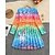 baratos Vestido de unicórnio 3D-Meninas 3D Unicórnio Vestido Manga Longa Verão Primavera Férias Diário Feriado Princesa Lindo Doce Infantil 4-12 anos Vestido casual Vestido A Line Altura dos Joelhos Normal