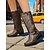 preiswerte Reitboots-Braune Westernreitstiefel für Damen – Stiefel aus Kunstleder mit quadratischer Zehenpartie und halbhoher Wadenhöhe und Schnallenriemen, lässiger Cowboy-Stil für Herbst-Streetwear und