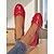 abordables Zapatillas sin cordones y mocasines de mujer-Bailarinas rojas de charol con lazo para mujer: zapatos de vestir clásicos sin cordones con punta redonda para adolescentes y mujeres, ideales para la escuela, el trabajo y atuendos casuales de todos
