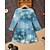 abordables Vestidos de Navidad para niños-Navidad Girls &#039; 3D Cada Copo Vestido Manga Larga Verano Primavera Vacaciones Diario Festivos Princesa Hermosa Dulce Niños 4-12 años Vestido informal Vestido de una línea Hasta la Rodilla Ajuste