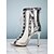 baratos Sapatos de Dança Latina-Botas de dança de salto alto com cadarço branco e prata para mulheres - sapatos profissionais de dança de jazz latino com biqueira aberta para palco e festa