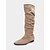 billiga Slouch Boots-Damkängor med lös passform - taupe, retrostil i mockaimitation för hösten, stövlar för vardagsbruk och kostymer