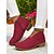 abordables Botines-Botines rojos de ante sintético para mujer con cremallera lateral: estilo informal y elegante para fiestas en el jardín, paseos por el parque y uso diario.