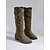 baratos Cowboy &amp; Western Boots-Mulheres Botas Botas Cowboy Diário Botas Longas Salto Baixo Dedo Apontado Casual Camurça Mocassim Preto Verde Escuro