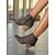 baratos Cowboy &amp; Western Boots-Mulheres Botas Sapatos de camurça Borla Tênis Festa Trabalho Viagem Mocassim Ziper Salto Robusto Ponta Redonda Elegante Boêmia Moda Caminhada Couro Ecológico zíper Preto Marron