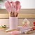 abordables Utensilios de cocina y gadgets-Juego de utensilios de cocina de silicona de 12 piezas, herramientas de cocina antiadherentes que incluyen espátula, volteador, pinzas y batidor, utensilios de cocina de silicona resistentes al calor