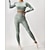billiga Set och One-Pieces-Dam 2 delar Yogatröja Loungekläder Höst Ensfärgat Träningsdräkter ArmyGreen Svart Gymträning Hög midja Stretch Andningsfunktion Långärmad Sport Sportkläder Smal