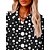 billiga Kvinnors Konst &amp; Design Toppar-Dam Skjorta Prickig Aktiv Dagligen Stylish Långärmad Tröjkrage Vanliga toppar Dagligen Helgdag Knappar Mönster Svart Sommar Vår Höst