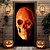 billiga Halloween dörröverdrag-Vax Skalle av Vincent Hie Halloween Dörr Täcker Dörr Tapestry Dörr Gardin Dekoration Bakgrund Dörr Banner för Framsidan Gård Helg Fest Inomhus Utomhus Dekorationsförsörjning