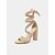 cheap Nightlife Party-Women&#039;s Beige Lace-Up Block Heel Sandals - Strappy Open Toe Party Shoes for Nightlife and Evening Events