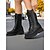 abordables Bottes de combat-Bottes de combat à lacets en similicuir noir pour femme – Bottes mi-mollet style militaire à semelle épaisse pour l&#039;automne et l&#039;hiver, style streetwear, sorties décontractées, mode urbaine
