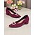 tanie Block Heels-damskie bordowe zamszowe czółenka na klockowym obcasie z klamrą z kryształkami - eleganckie buty wizytowe w stylu retro dla kobiet, idealne do biura, na wesela i imprezy