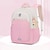 abordables Mochilas para Niños y Adolescentes-Mochila escolar rosa y blanca para niñas con un lindo llavero de dibujos animados, mochila ligera e impermeable con gran capacidad para estudiantes de primaria y secundaria.