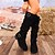 abordables Botas holgadas-Botas altas hasta la rodilla de ante con hebilla para mujer: botas planas informales de estilo retro otoñal para uso diario, viajes y actividades al aire libre.