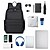abordables Mochilas Universitarias-Mochila escolar para mujer en color crema y azul: mochila minimalista y ligera con múltiples bolsillos para uso diario y viajes.