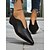 billige Flade sko til kvinder-Brune damesko med spids snude i imiteret læder – minimalistiske slip-on loafers med V-udskæring, elegant business casual og hverdagstøj til kontoret