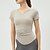billiga Yogatoppar-Dam Yoga-t-shirt Lättkläder Andningsfunktion Vadderad Kortärmad sporter Ensfärgat Överdelar För Pilates Löpning Yoga Sportkläder